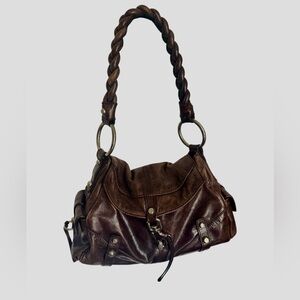 Francesco Biasia Dark Brown Leather Shoulder Bag